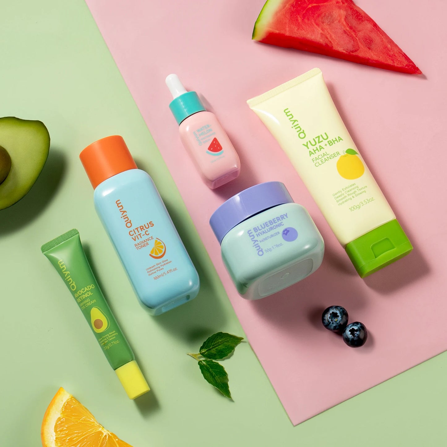 QUIYUM Fruit Fresh Collection 5 Piece Skincare Set Premium