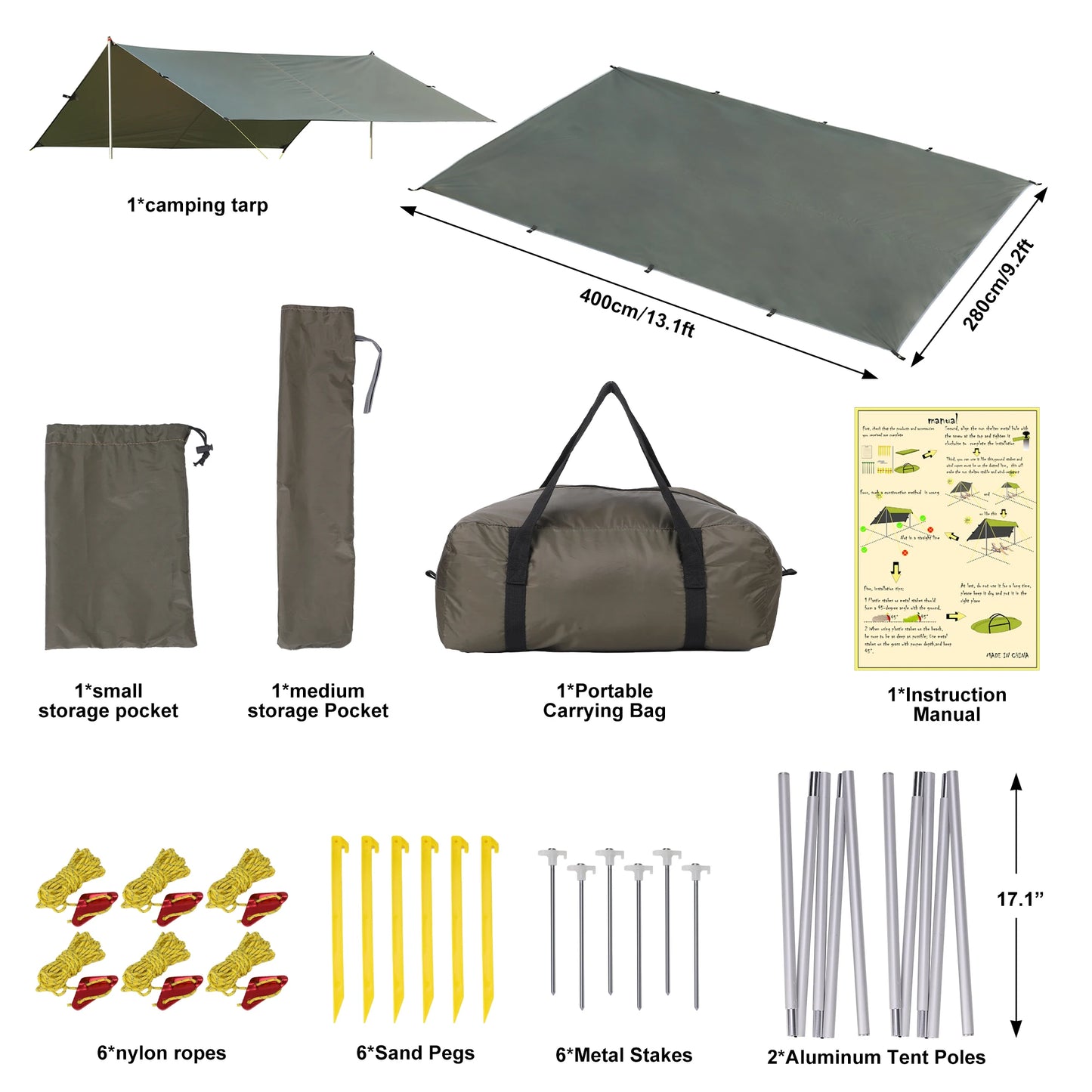 BeachTent Sun Shelter UPF50 Ground Pegs And Aluminum Poles