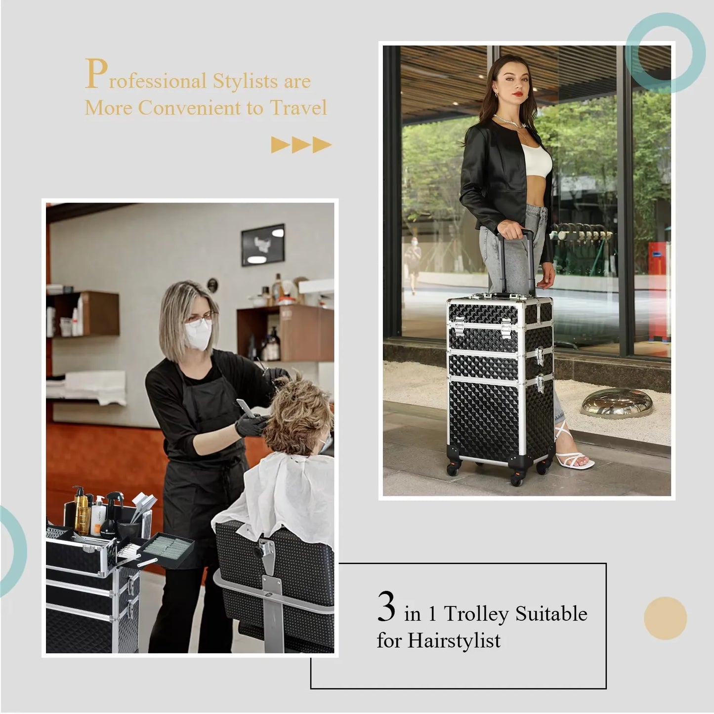 Maxulene Rolling Makeup Case On Wheels 3 In 1 Trolley