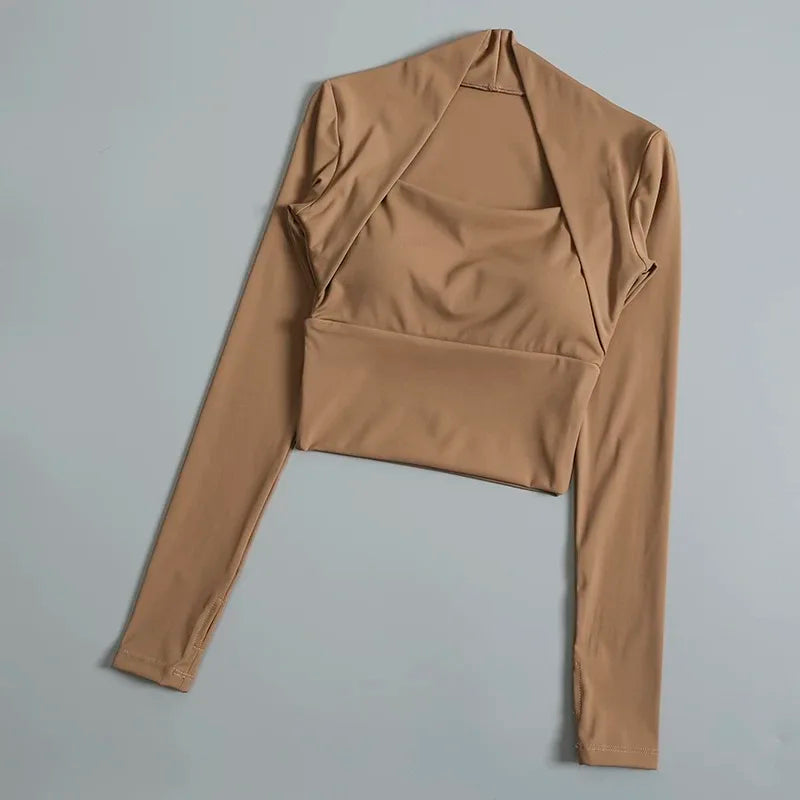 CN Fitness Chest Cushion Sports Top Women Long Sleeve Yoga