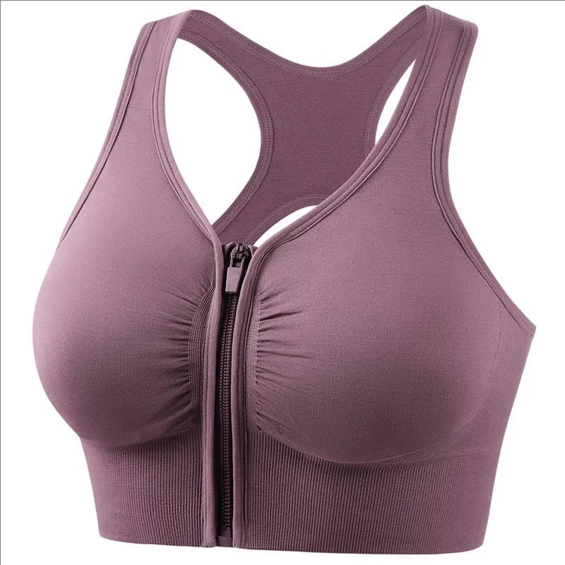 Women's Front Zipper Yoga Sports Bra Fitness Top For Women