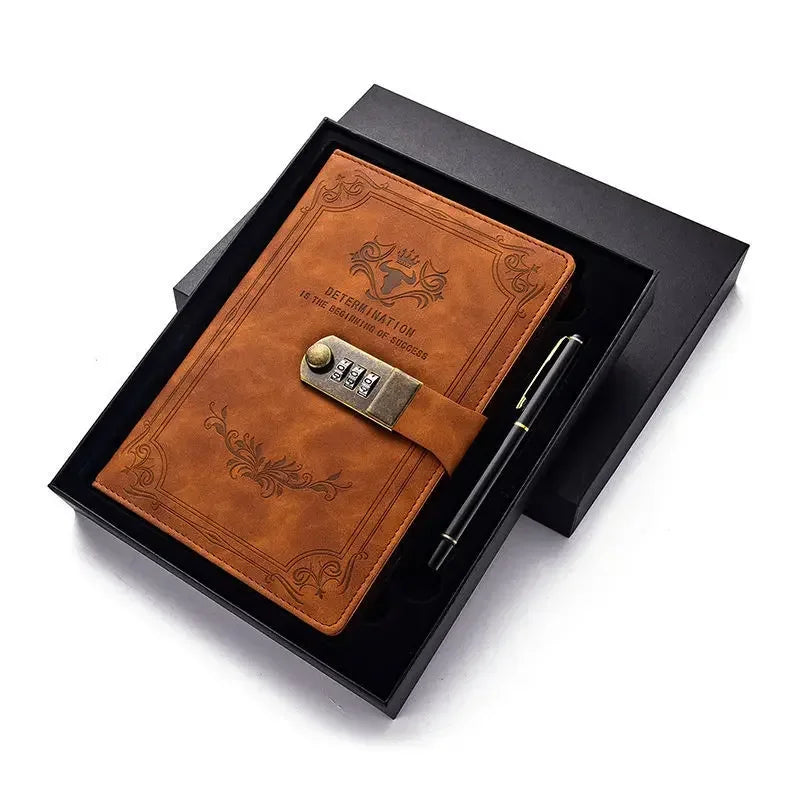 200 Pages Retro Password Diary Lock Notebook Binder