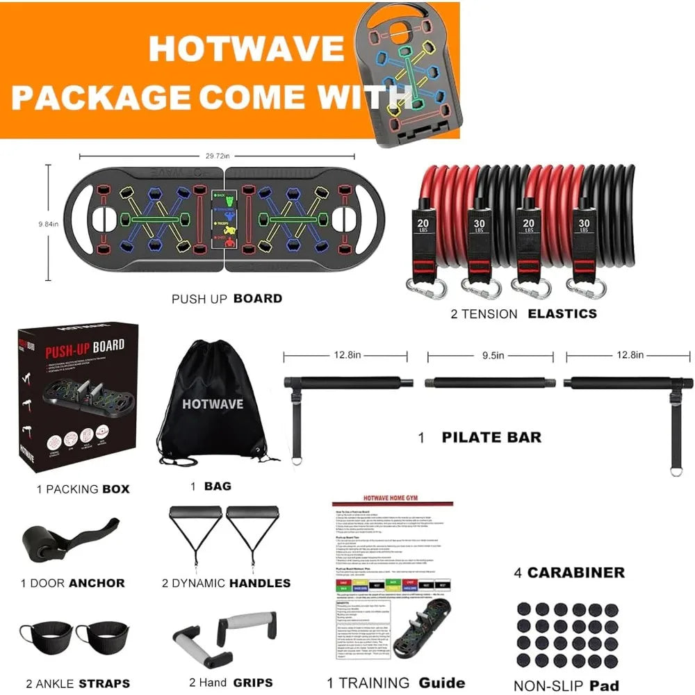 Color 20 In 1 Portable Push Up Board With BandsKitPro