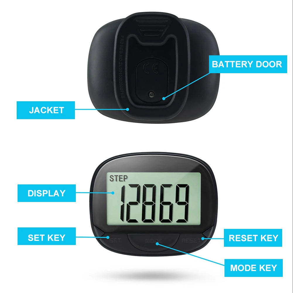 Calorie Pedometer Clip On Step Counter With Digital Display