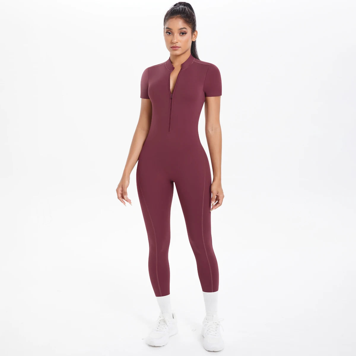 Hamidou Short Sleeve Fitness Jumpsuit Women Backless