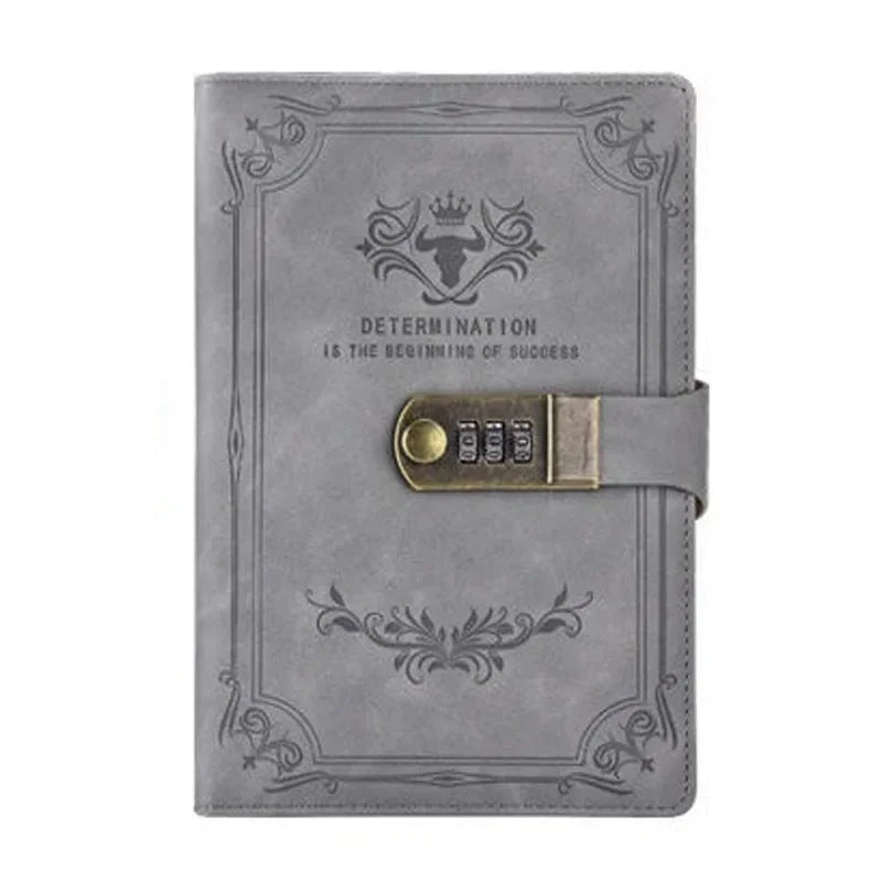 200 Pages Retro Password Diary Lock Notebook Binder