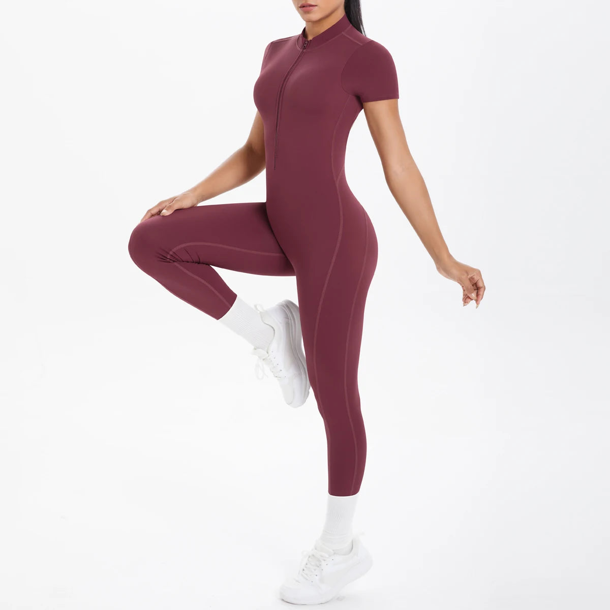 Hamidou Short Sleeve Fitness Jumpsuit Women Backless