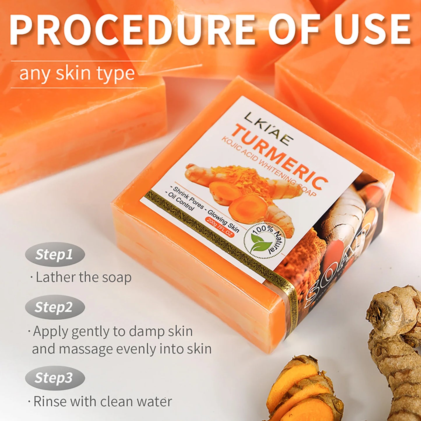 AILKE Turmeric Soap Bar Natural Whitening For Face And Body