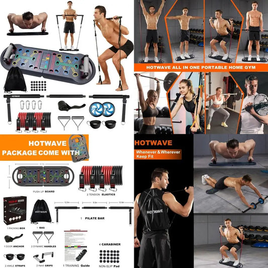 Color 20 In 1 Portable Push Up Board With BandsKitPro