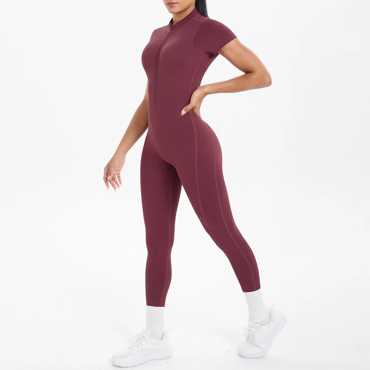 Hamidou Short Sleeve Fitness Jumpsuit Women Backless