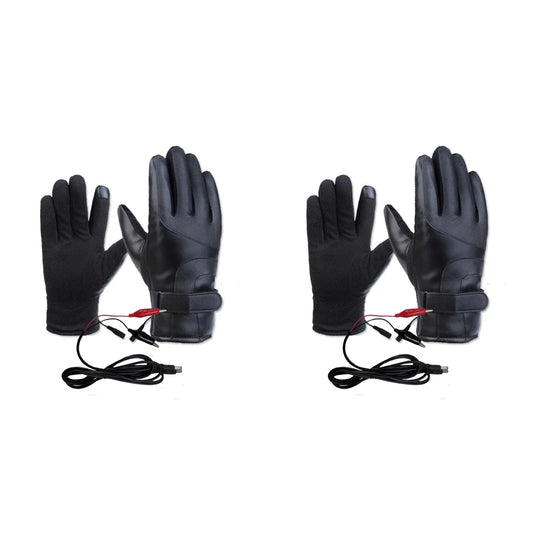 3/2/1pcs Winter Heated Motorcycle Gloves 12V Rechargeable Heating Thermal Snowboard Gloves Windproof PU Thickened Cycling Gloves