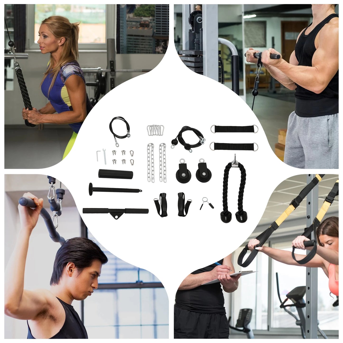 Home Fitness Pulley System Gym Cable With 150kg Load Bearing