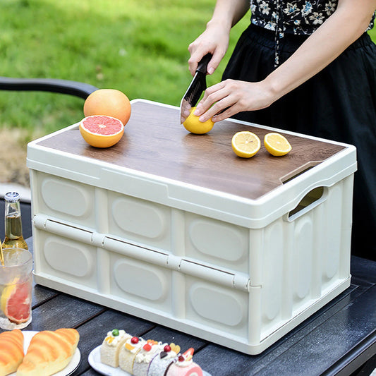 Outdoor Folding Storage Box With Removable Wooden Panel