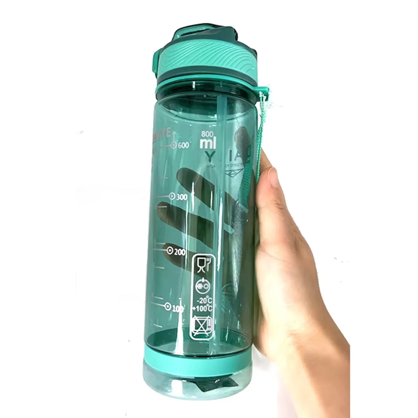 800ml Sports  Free Men Drinkware  PC Transparent with Straw for Camping Hiking Outdoor Adults