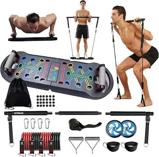 Color 20 In 1 Portable Push Up Board With BandsKitPro