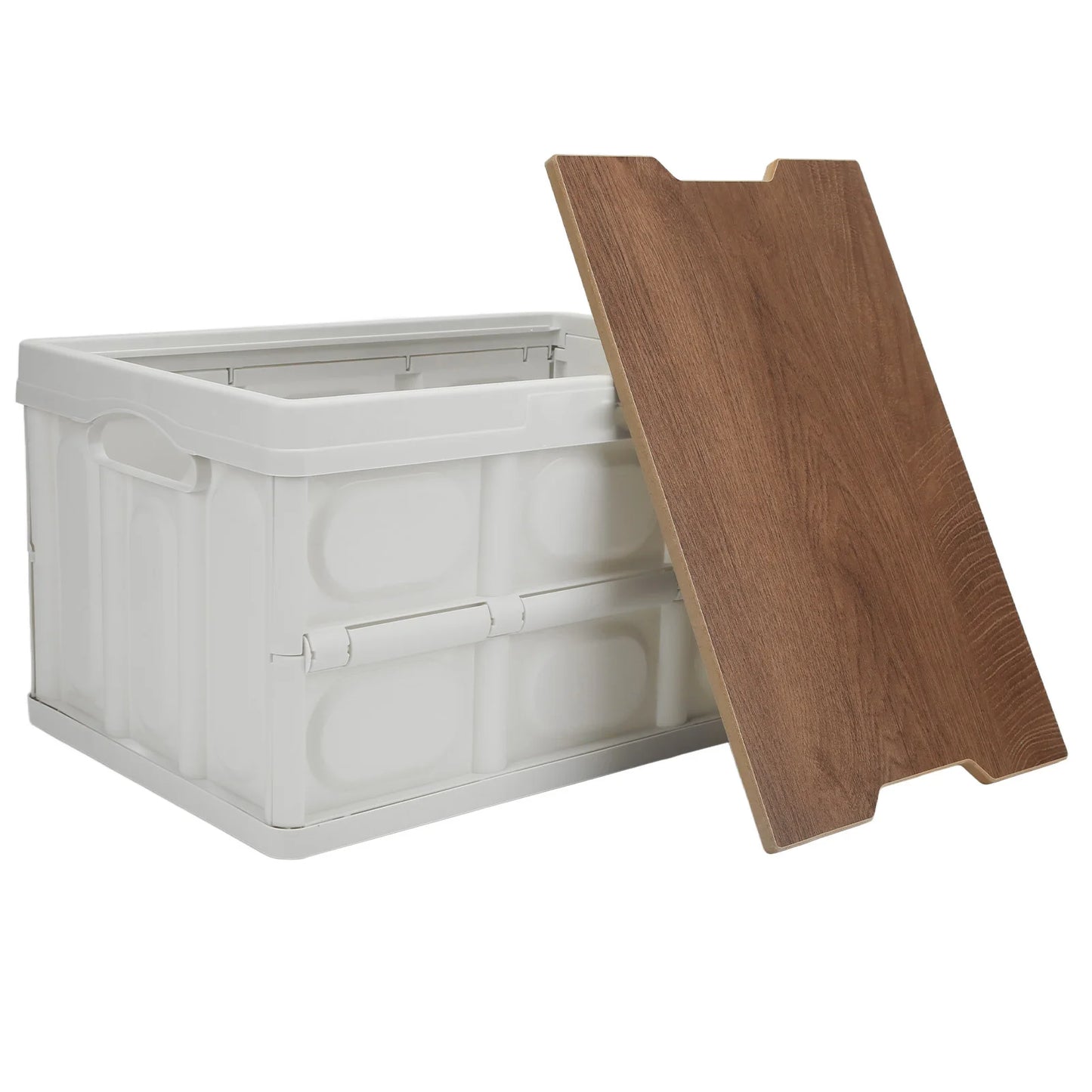 Outdoor Folding Storage Box With Removable Wooden Panel