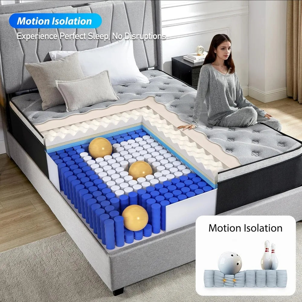 MKDK Memory Foam Hybrid Mattress With Pocket Springs In A Box For Pressure Relief