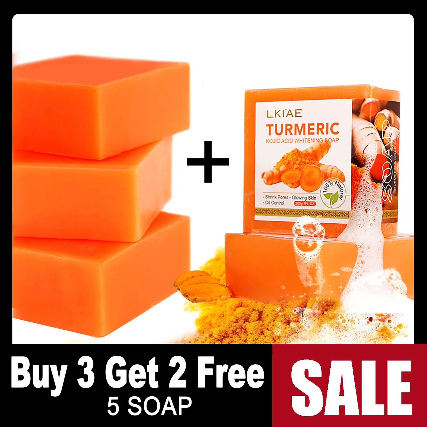 AILKE Turmeric Soap Bar Natural Whitening For Face And Body