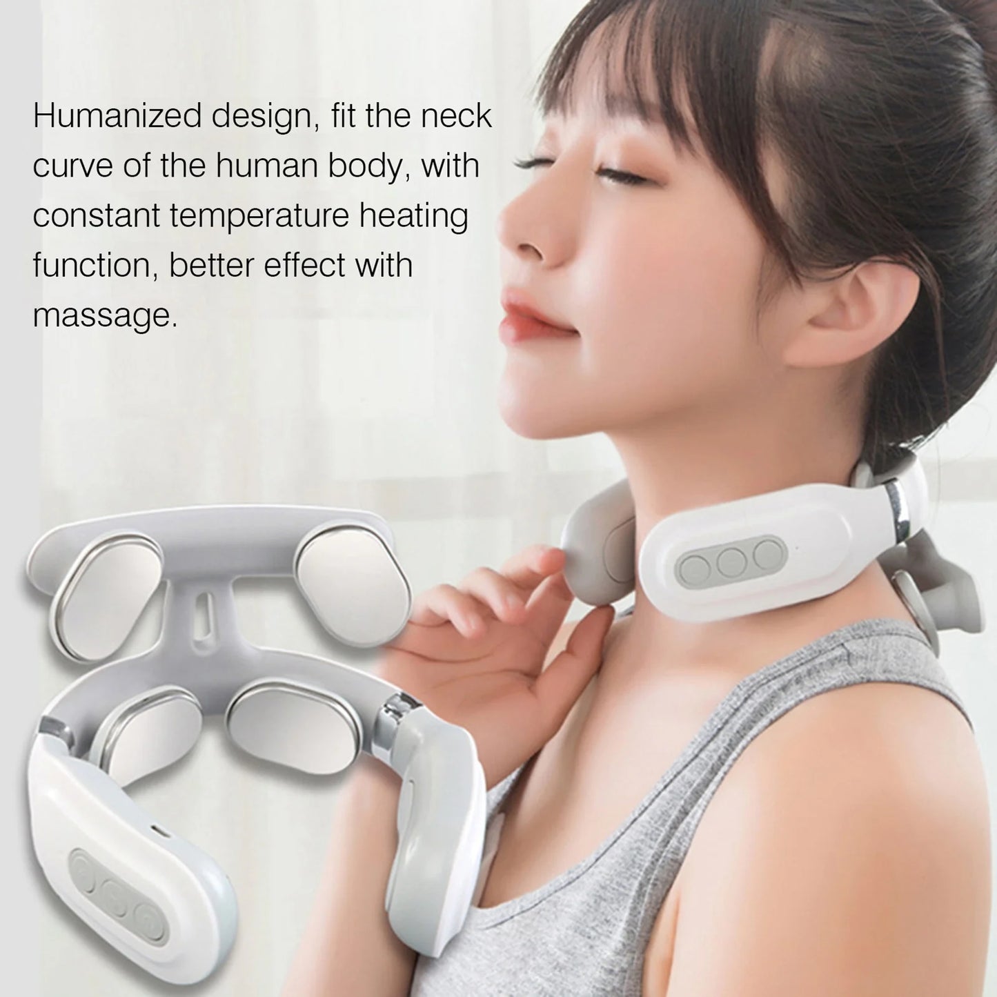 Cervical Massager 16 Modes USB Smart Pulse Heating 4 Head Neck Massager for Neck Tension Relax Muscles Neck Shoulder Pain Relief