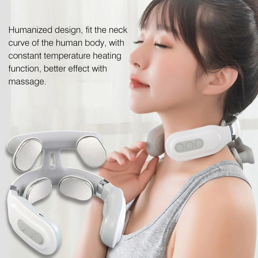 Cervical Massager 16 Modes USB Smart Pulse Heating 4 Head Neck Massager for Neck Tension Relax Muscles Neck Shoulder Pain Relief