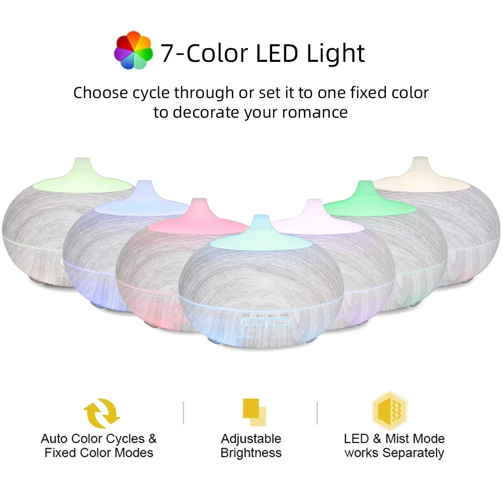 Relaxing Aromatherapy Diffuser for Home & Office  550ml, Remote Control, 6 Oils, 7 LED Colors