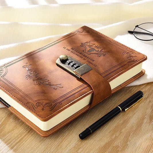 200 Pages Retro Password Diary Lock Notebook Binder