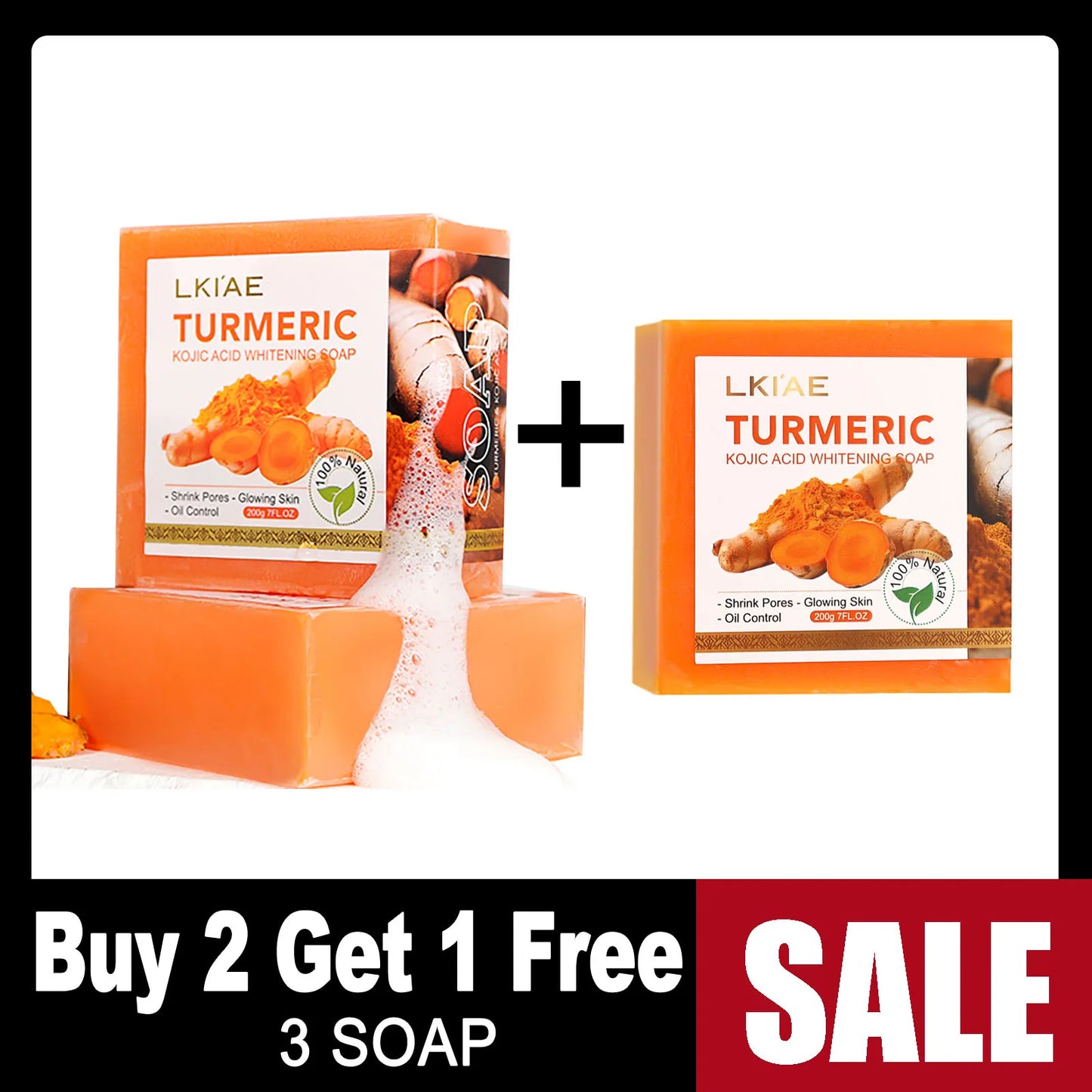 AILKE Turmeric Soap Bar Natural Whitening For Face And Body
