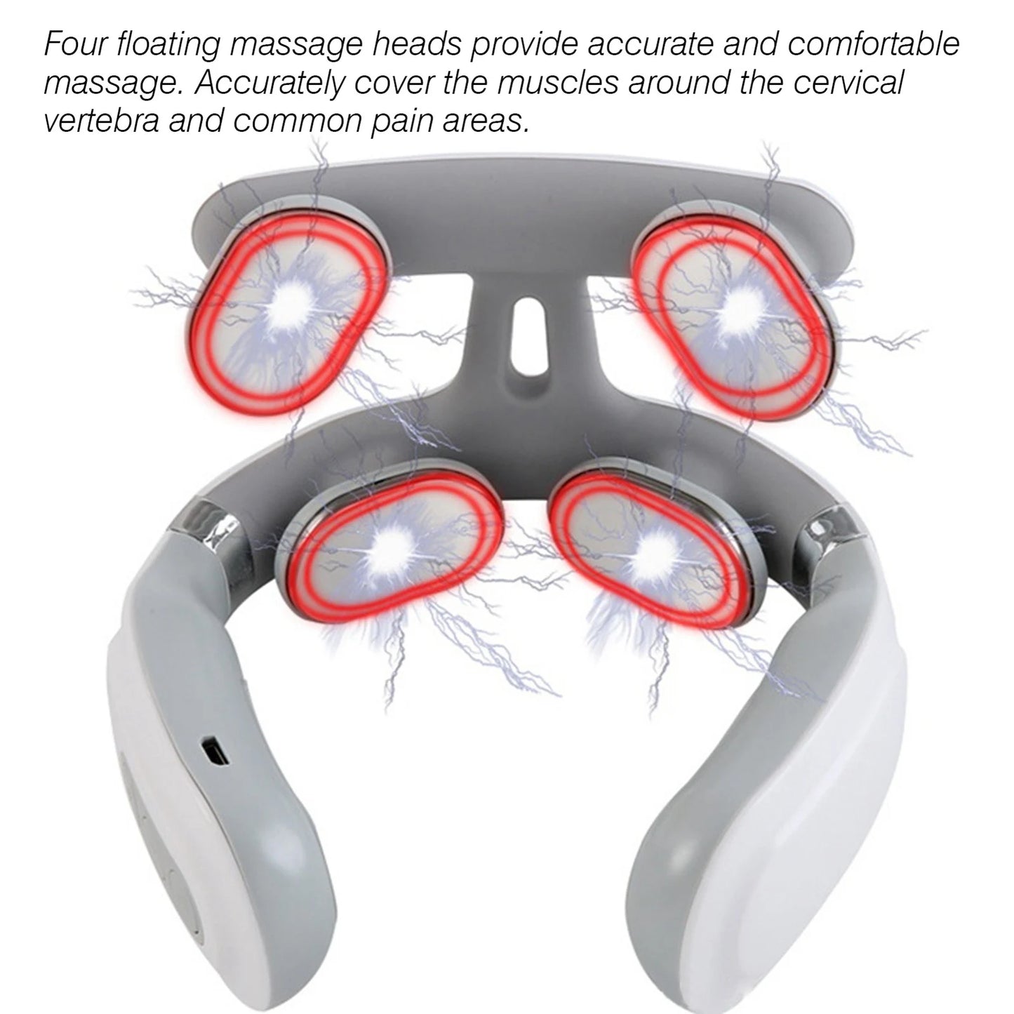 Cervical Massager 16 Modes USB Smart Pulse Heating 4 Head Neck Massager for Neck Tension Relax Muscles Neck Shoulder Pain Relief