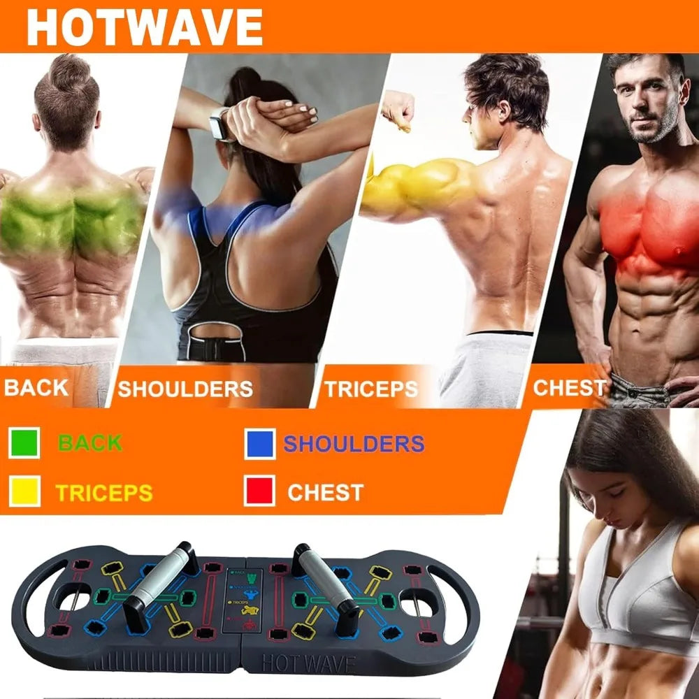 Color 20 In 1 Portable Push Up Board With BandsKitPro