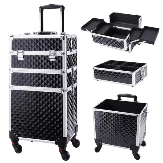 Maxulene Rolling Makeup Case On Wheels 3 In 1 Trolley
