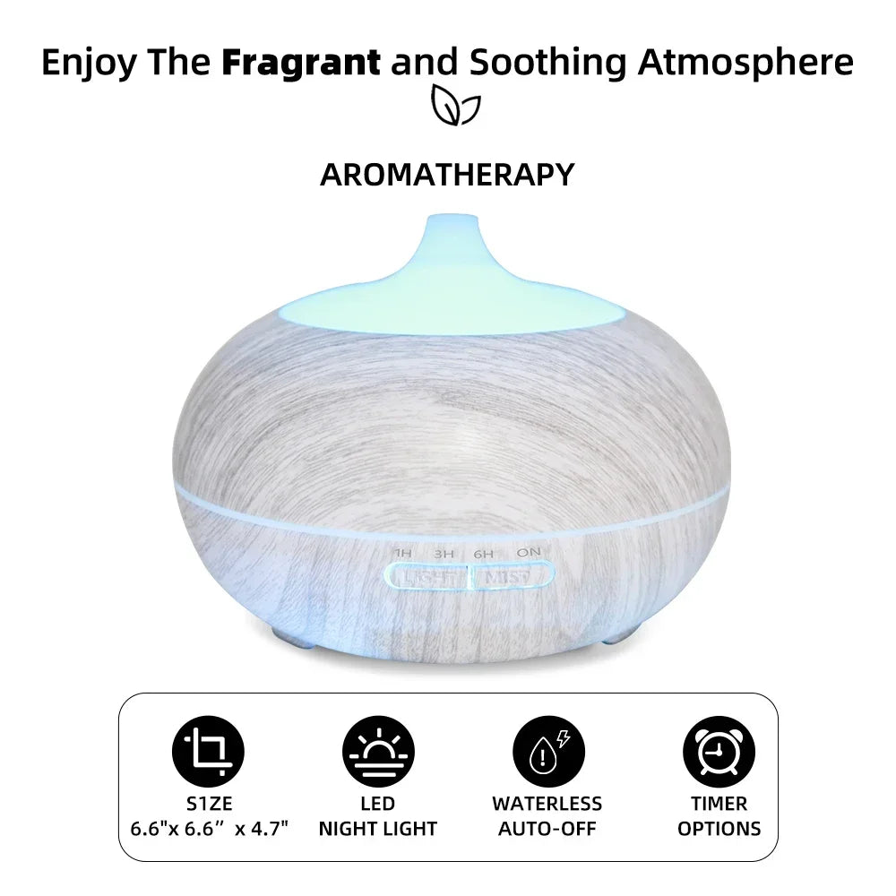 Relaxing Aromatherapy Diffuser for Home & Office  550ml, Remote Control, 6 Oils, 7 LED Colors