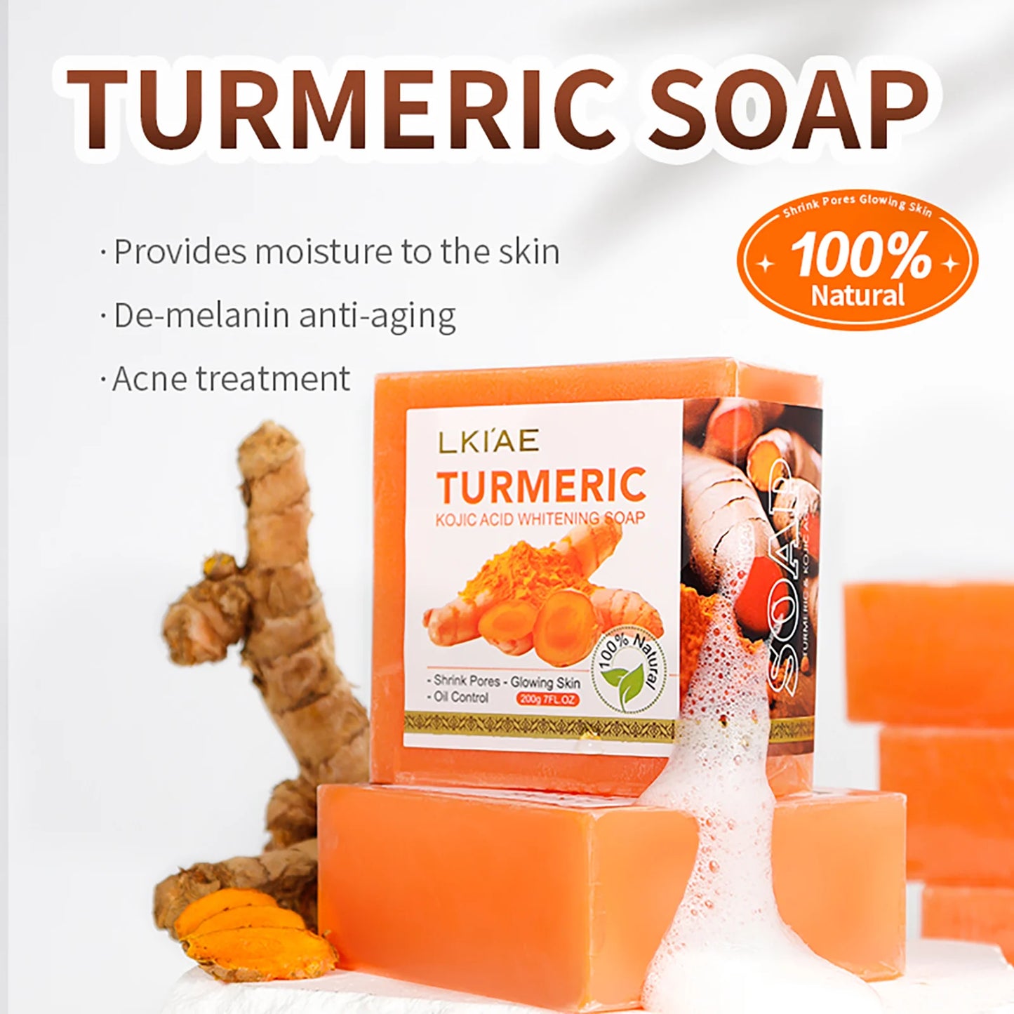 AILKE Turmeric Soap Bar Natural Whitening For Face And Body