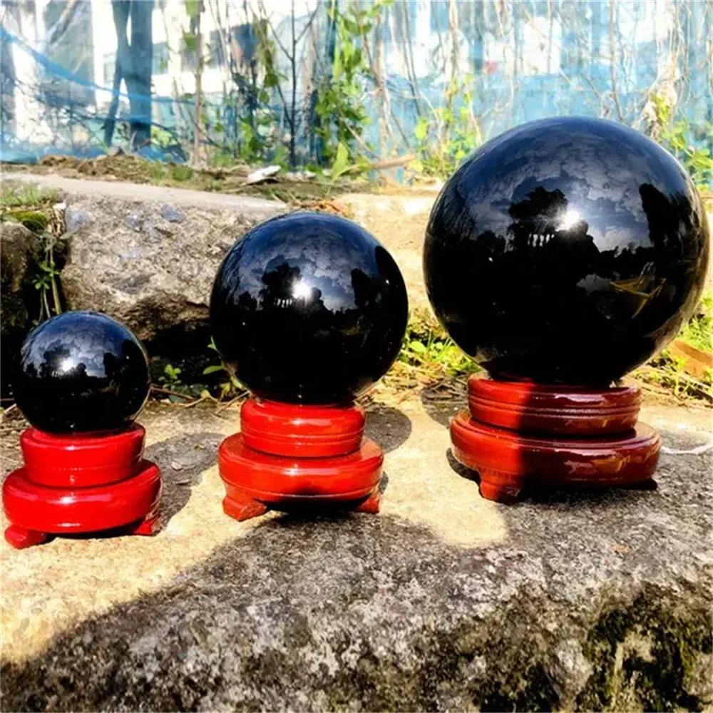 CrystalHola Obsidian Crystal Ball Glossy Stone Meditation