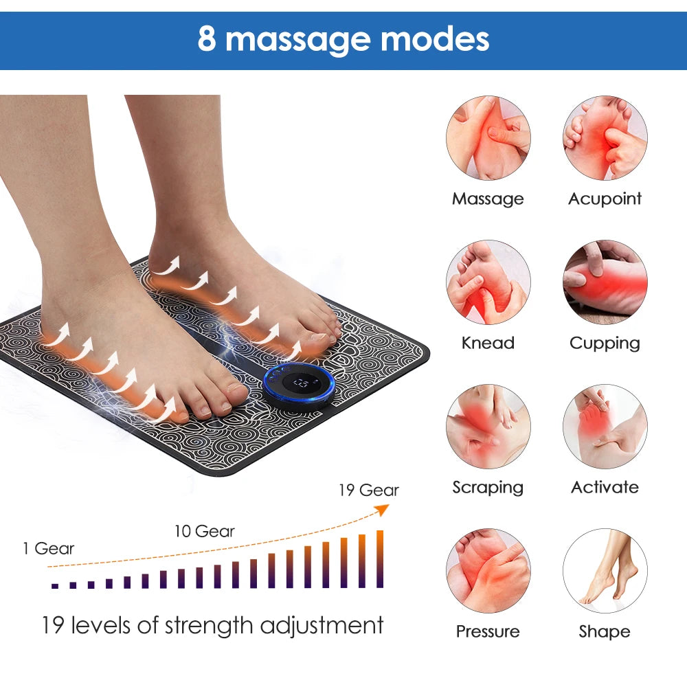 Hailicare Rechargeable Foot Massager EMS Pad Mat Therapy
