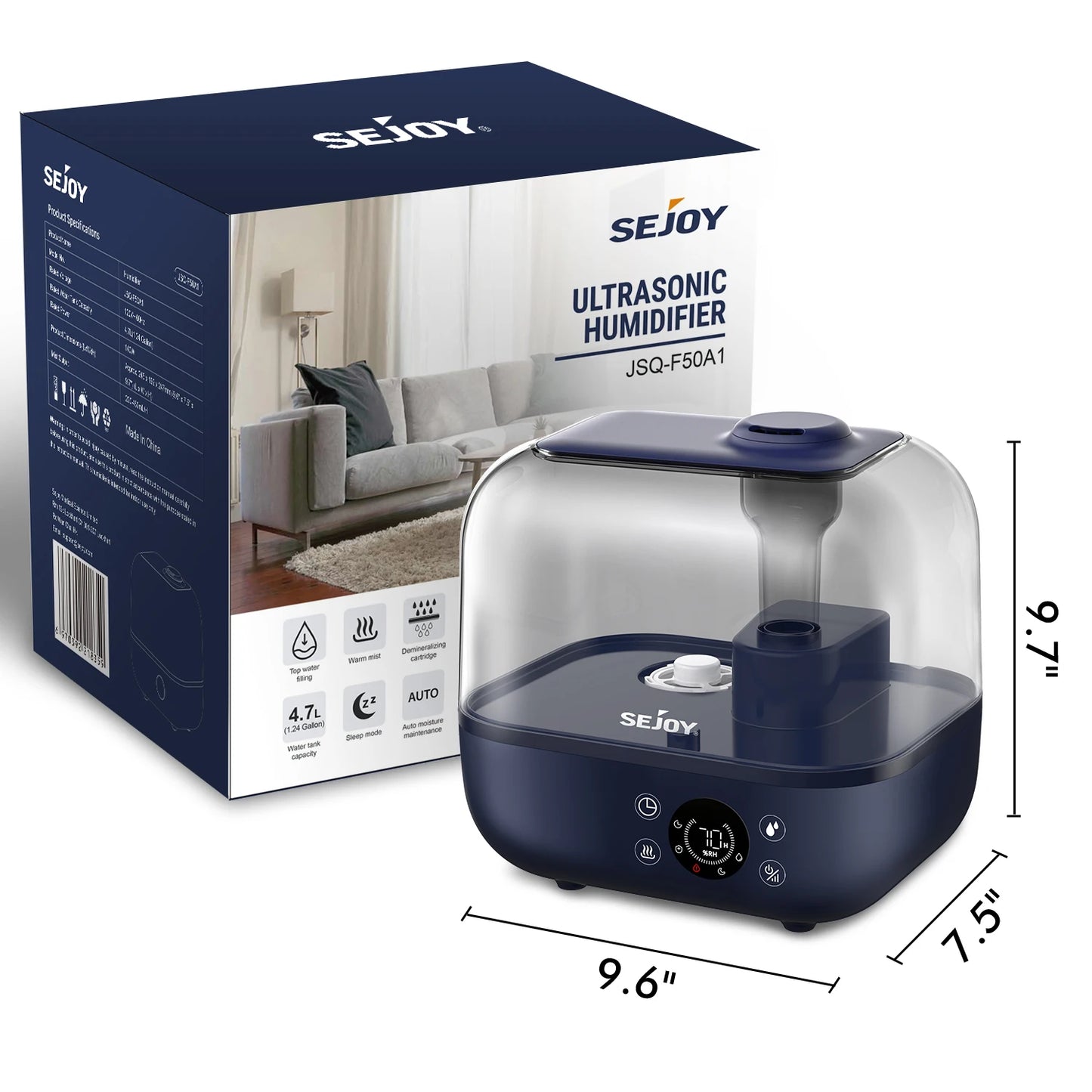 Sejoy Ultrasonic Humidifier for Bedroom and Large Rooms Aromatherapy