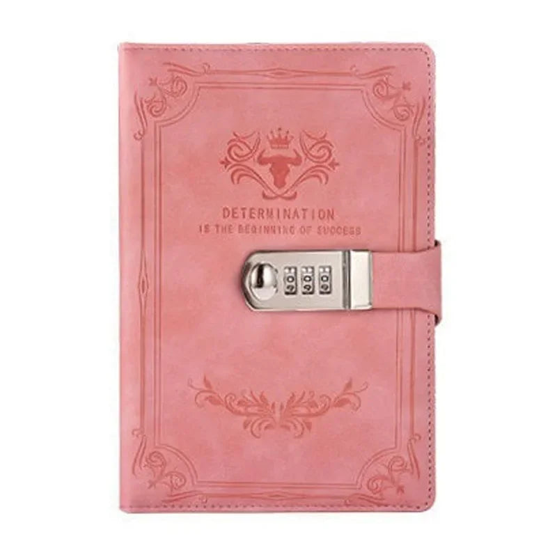 200 Pages Retro Password Diary Lock Notebook Binder