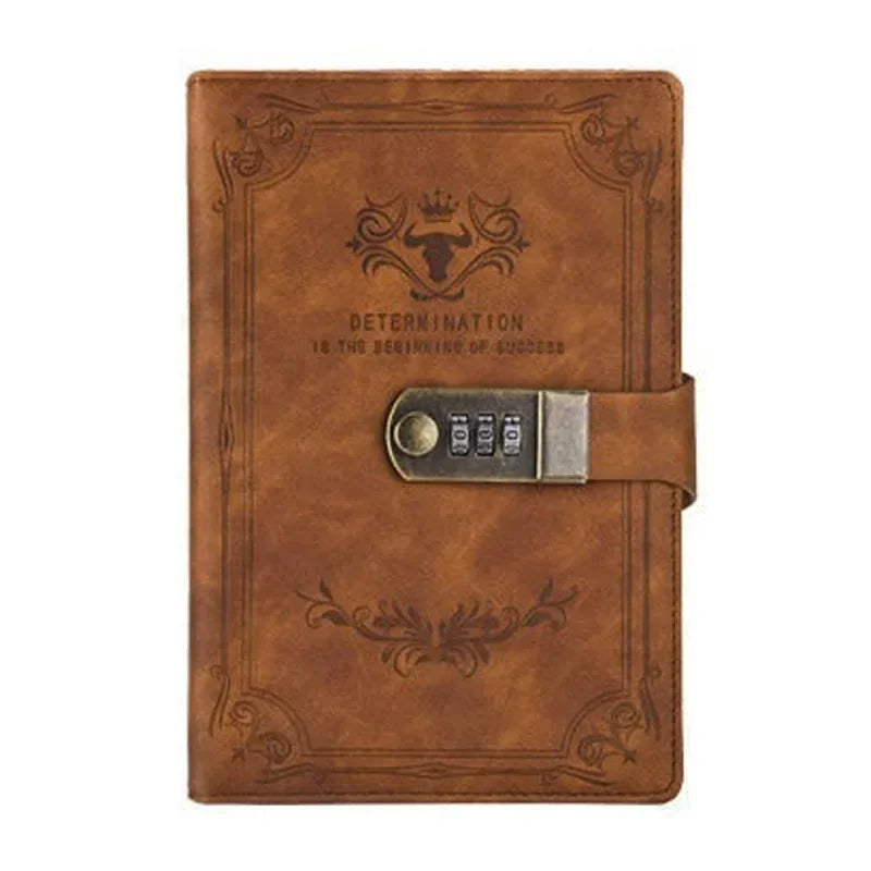 200 Pages Retro Password Diary Lock Notebook Binder
