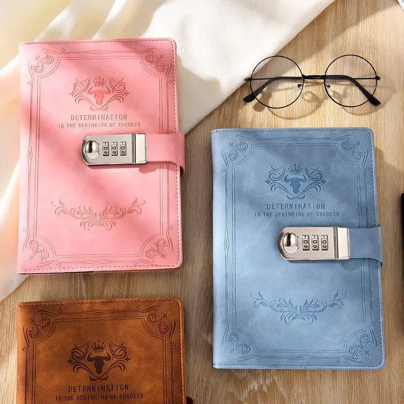 200 Pages Retro Password Diary Lock Notebook Binder