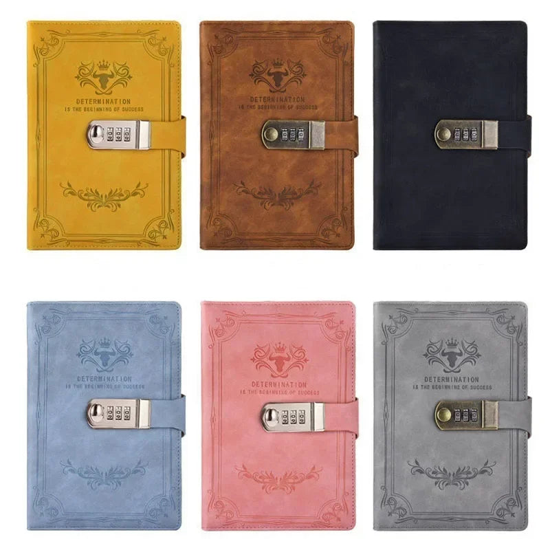 200 Pages Retro Password Diary Lock Notebook Binder