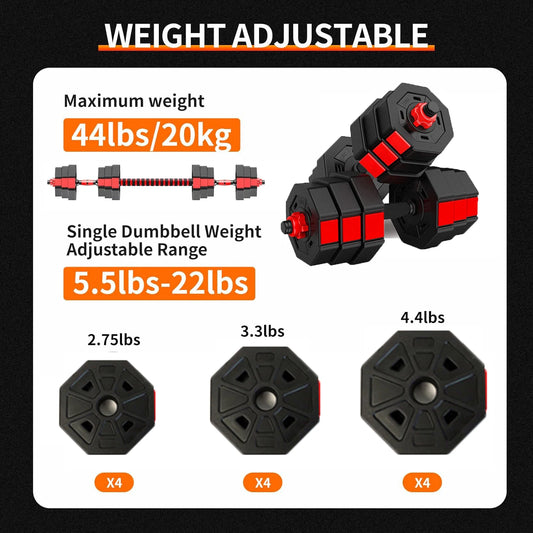 Adjustable Dumbbell To Barbell Fitness Set 3 In 1 Home Gym