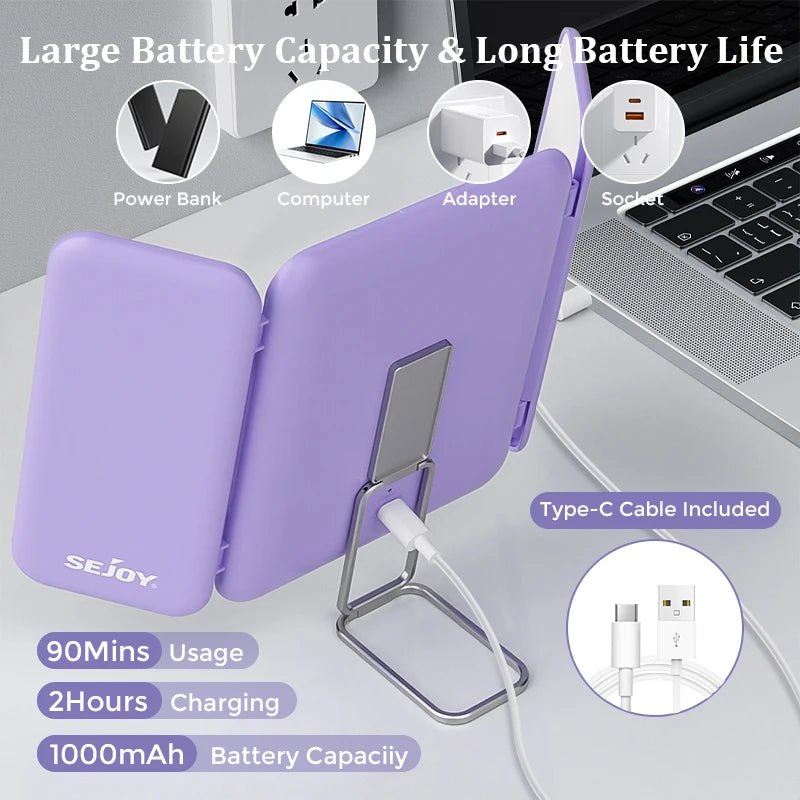 SEJOY Makeup Mirror With Lights 1X 3X 7X Magnification TriFold Portable LED Touch Control