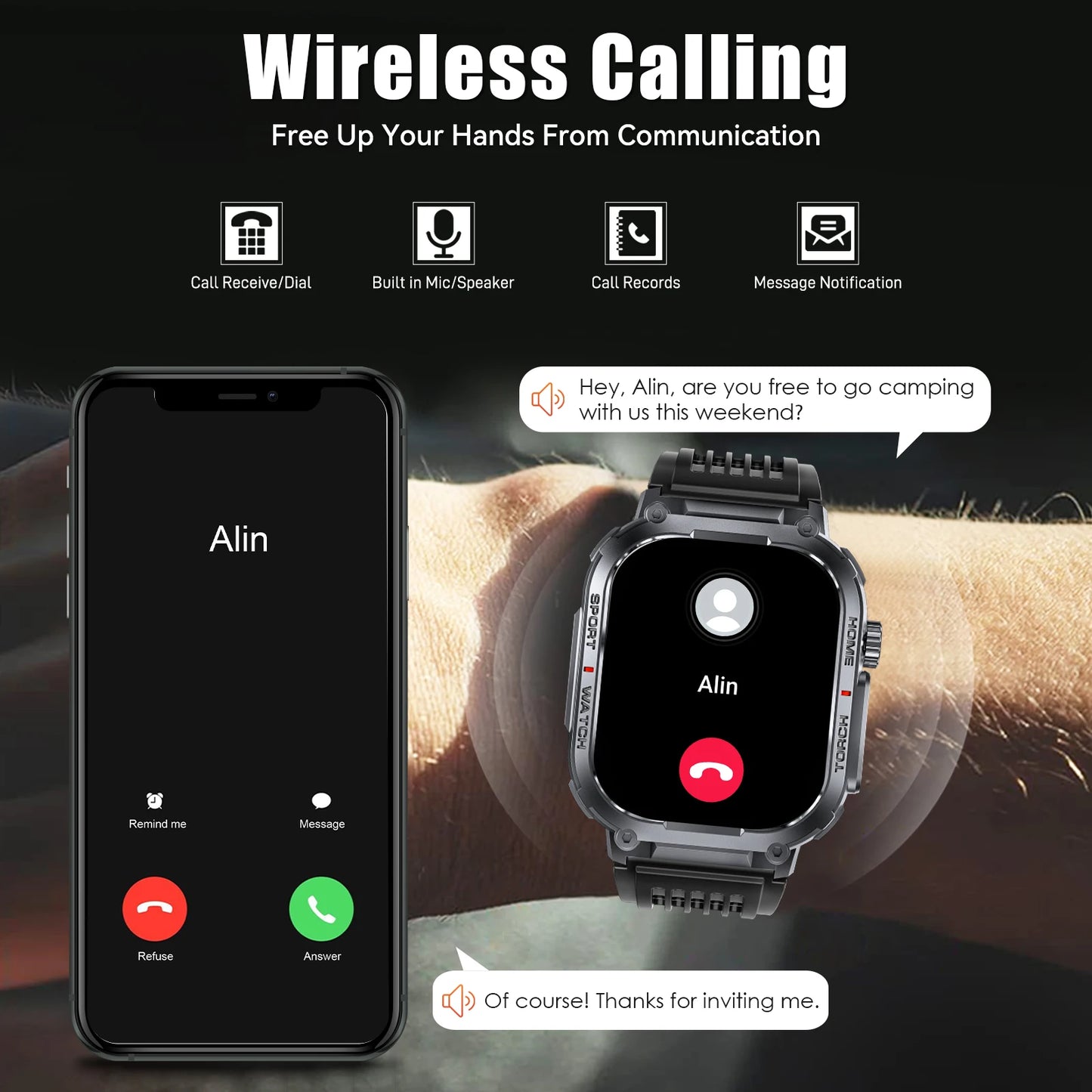 EIGIIS Smart Watch S320B 3ATM Waterproof With Compass Heart Rate