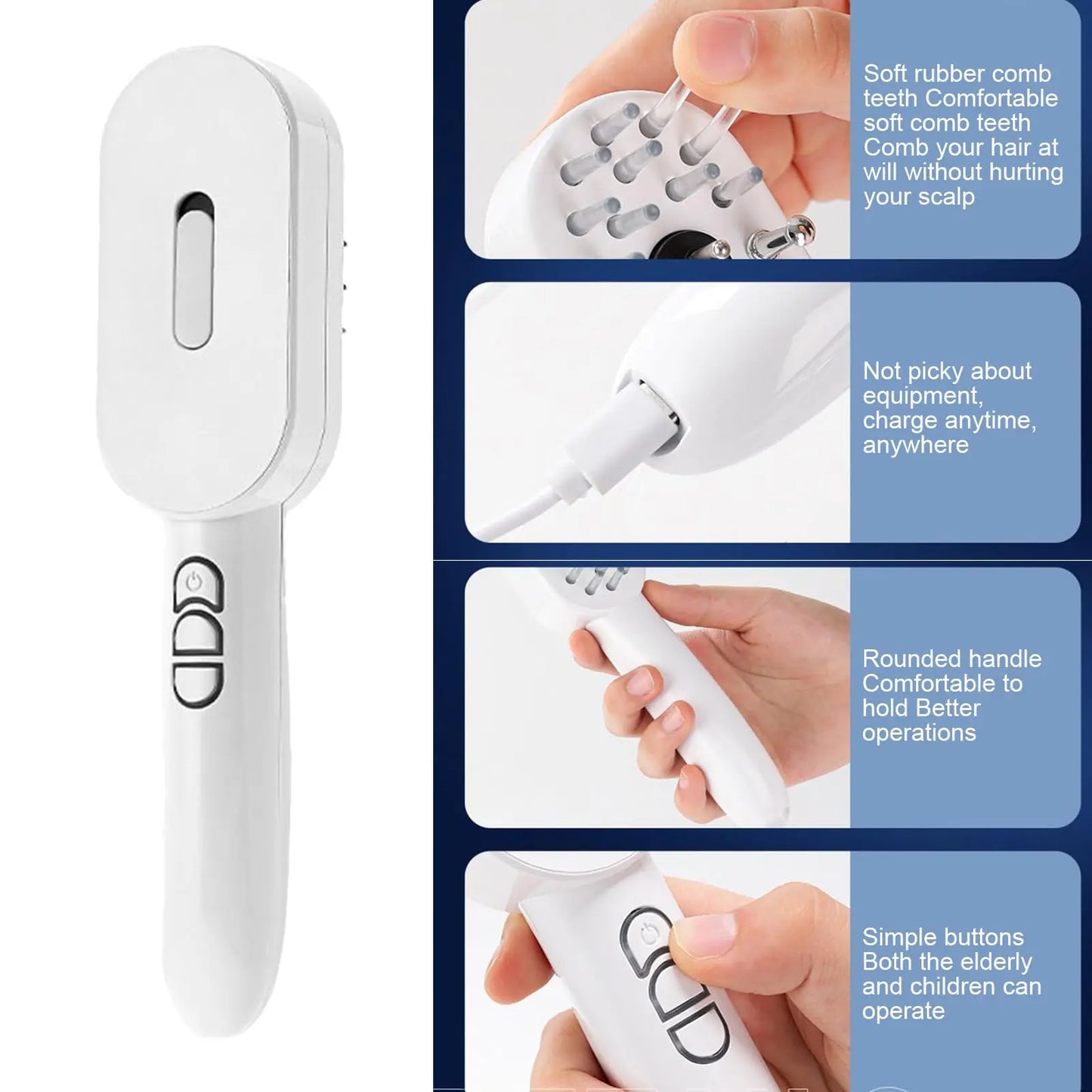 EMS Massage Comb for Hair Growth with LED Light Therapy