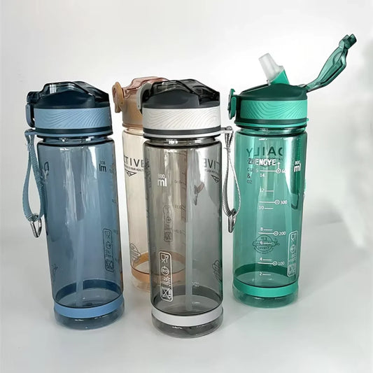 800ml Sports  Free Men Drinkware  PC Transparent with Straw for Camping Hiking Outdoor Adults