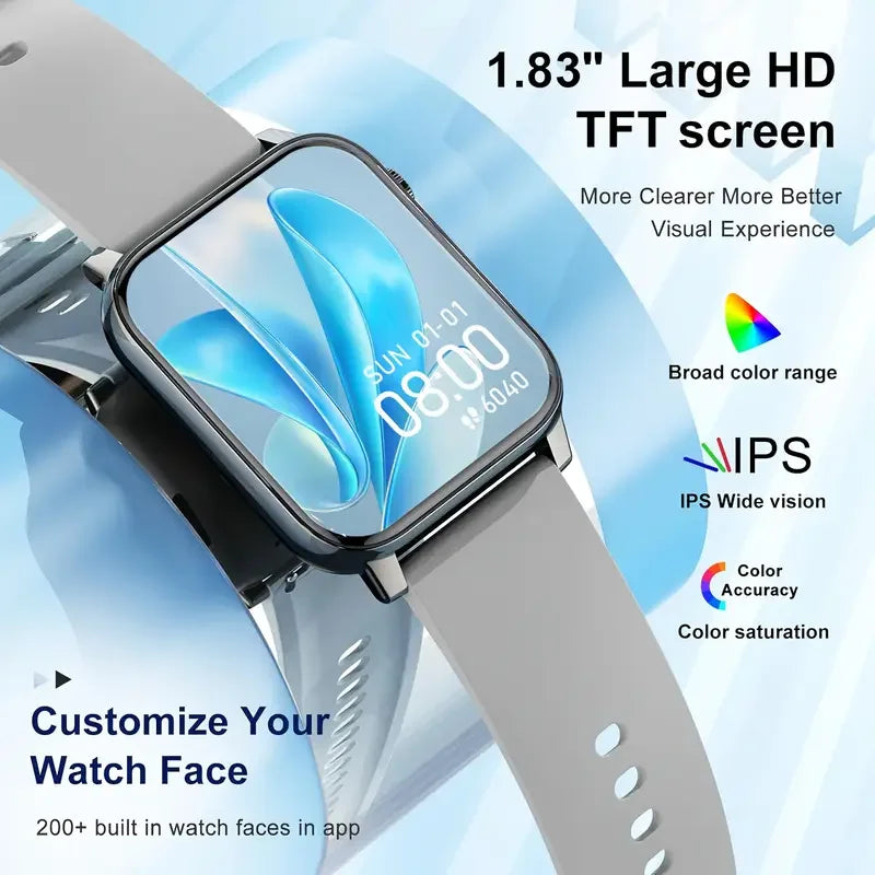 LAXASFIT Waterproof Smartwatch with Bluetooth Call and Voice Assistant