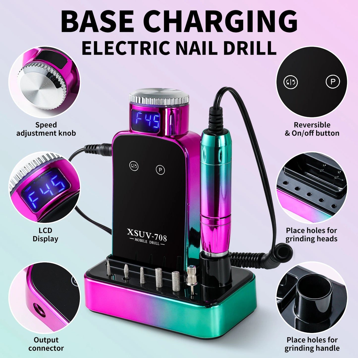 Hign-concerned 45000RPM Electric Nail Drill for Manicure Home