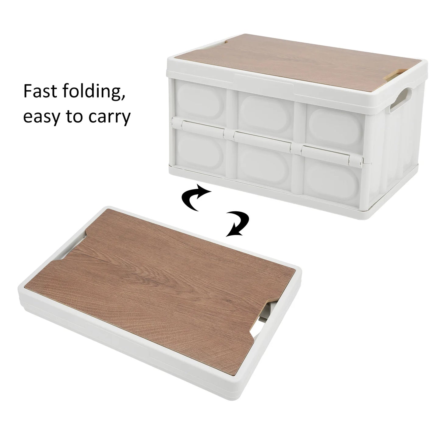 Outdoor Folding Storage Box With Removable Wooden Panel