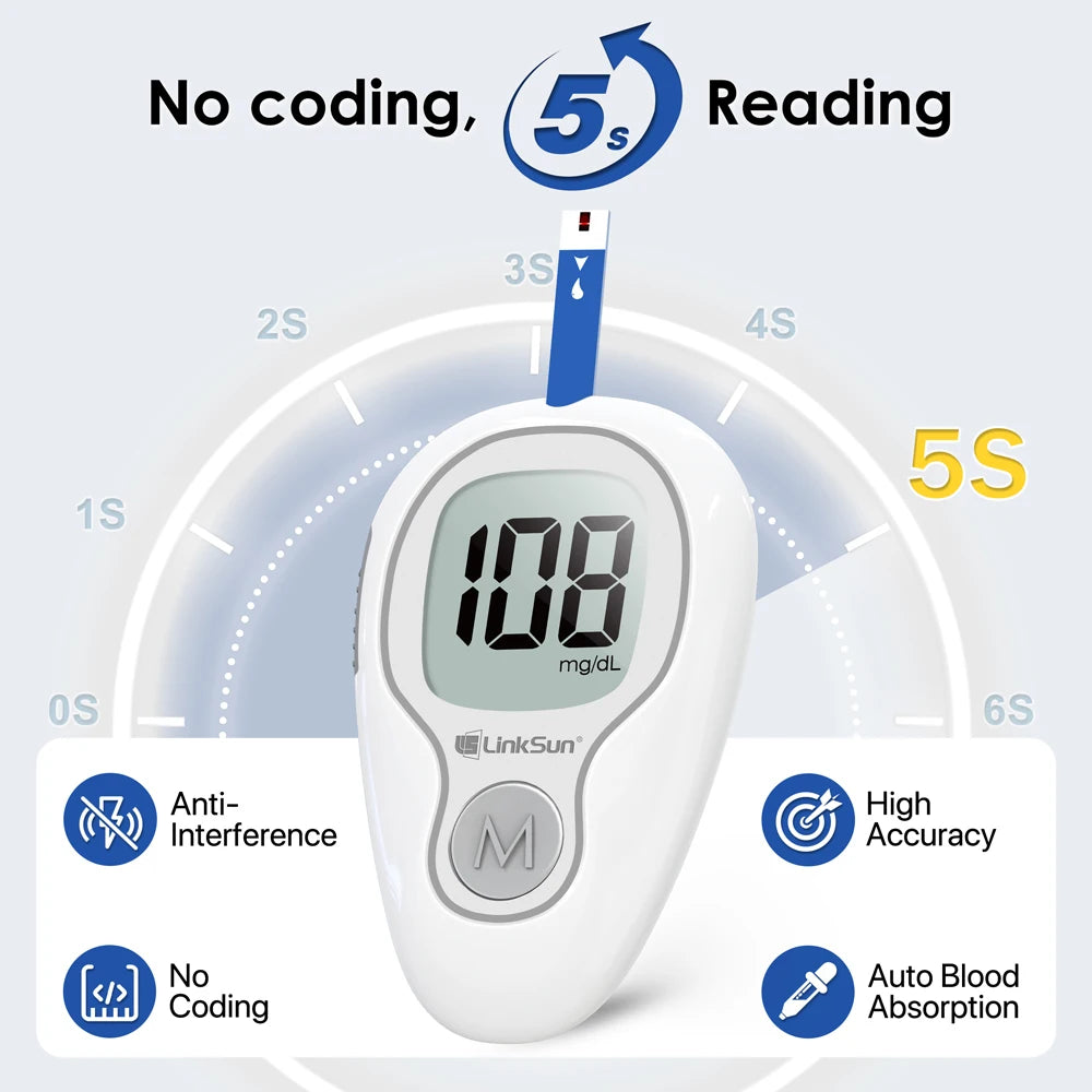 Linksun G-425-3 Blood Glucose Meter Kit With Strips