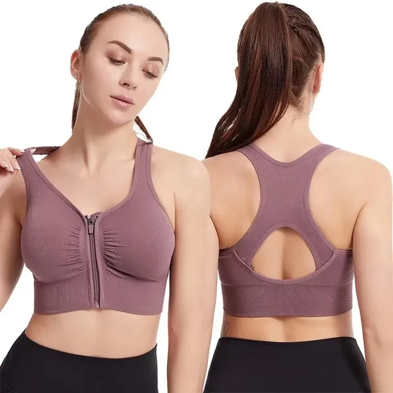 Women's Front Zipper Yoga Sports Bra Fitness Top For Women