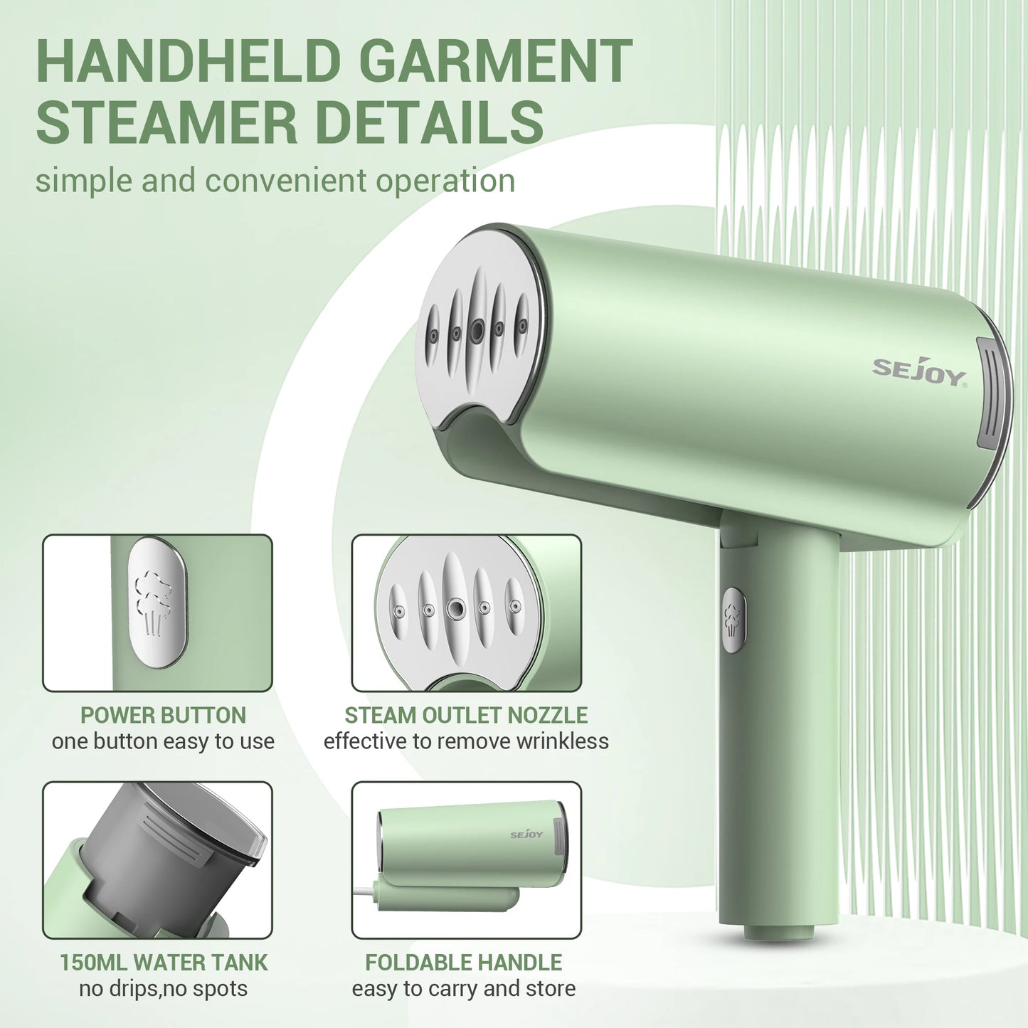 Sejoy 1000W Handheld Garment Steamer 110V 220V Portable